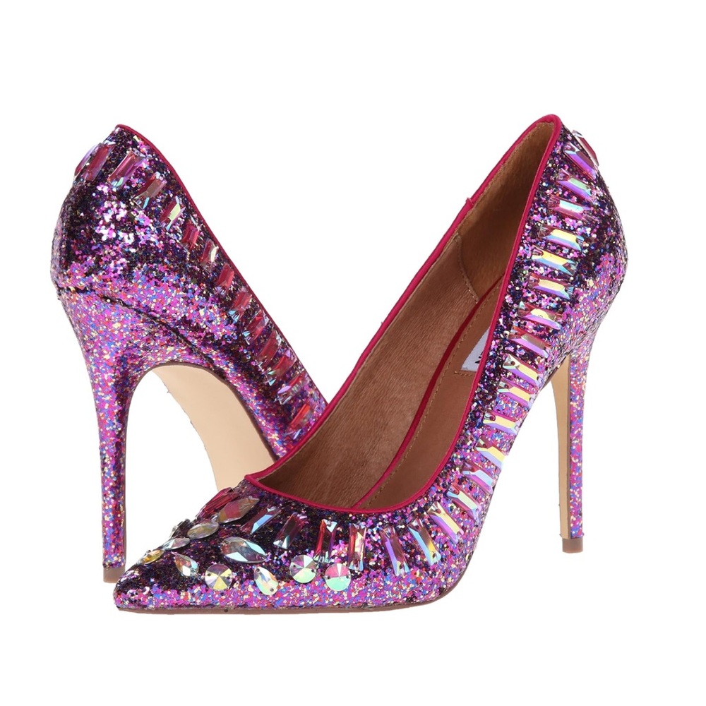 Steve Madden Pink and Purple Glitter Heels